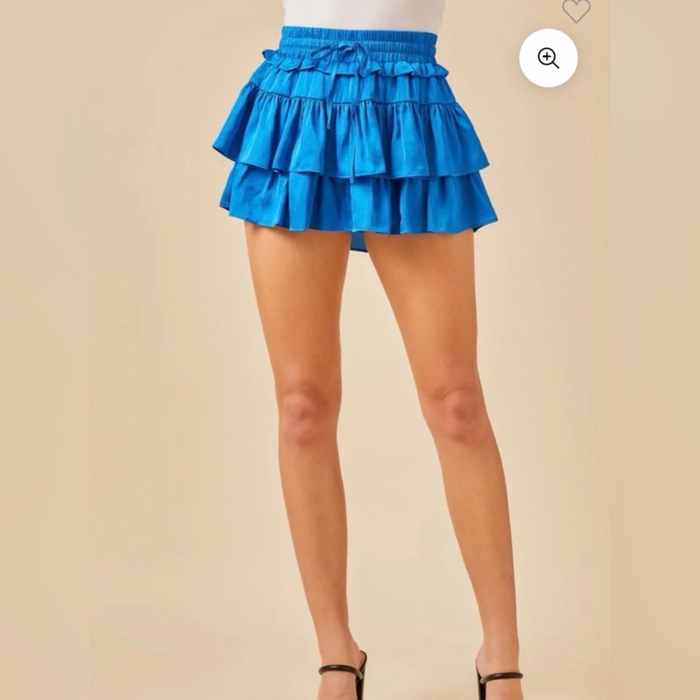 Day + Moon Blue Ruffled Mini Skirt Size M Boutique